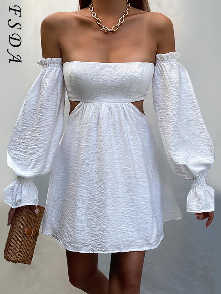 Casual Dresses FSDA Backless Off Shoulder Long Puff Sleeve Mini Dress Women Hollow Out 2021 Autumn Winter Pink White Party Sexy Club, Black;gray
Casual Dresses FSDA Backless Off Shoulder Long Puff Sleeve Mini Dress Women Hollow Out 2021 Autumn Winter Pink White Party Sexy Club, Black;gray