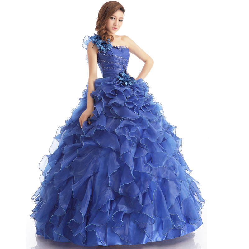 Suosikki Arrival Evening Dress Ball Gown One Shoulder Ruffle Evening Gown Prom Dresses Vestido De Festa Longo 201114