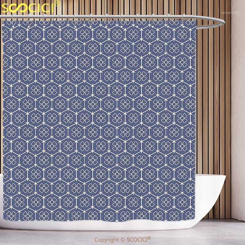 Funky Shower Curtain Japanese Hexagons with Graphic Flower Motifs Inside Geometric Eastern Tile Pattern White Violet Blue1
Funky Shower Curtain Japanese Hexagons with Graphic Flower Motifs Inside Geometric Eastern Tile Pattern White Violet Blue1