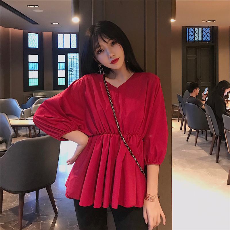 V-neck Women Shirts Spring and Autumn New Shirt Women Korean Version Loose Blouses, Black
V-neck Women Shirts Spring and Autumn New Shirt Women Korean Version Loose Blouses, Black