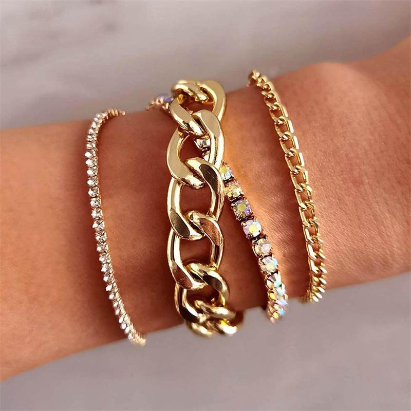 4 Pcs/Set Simple Chain Bracelets Set Gold Multilayer Irregular Crystal Gem Party Bracelet Female Fashion Gift Jewelry
4 Pcs/Set Simple Chain Bracelets Set Gold Multilayer Irregular Crystal Gem Party Bracelet Female Fashion Gift Jewelry