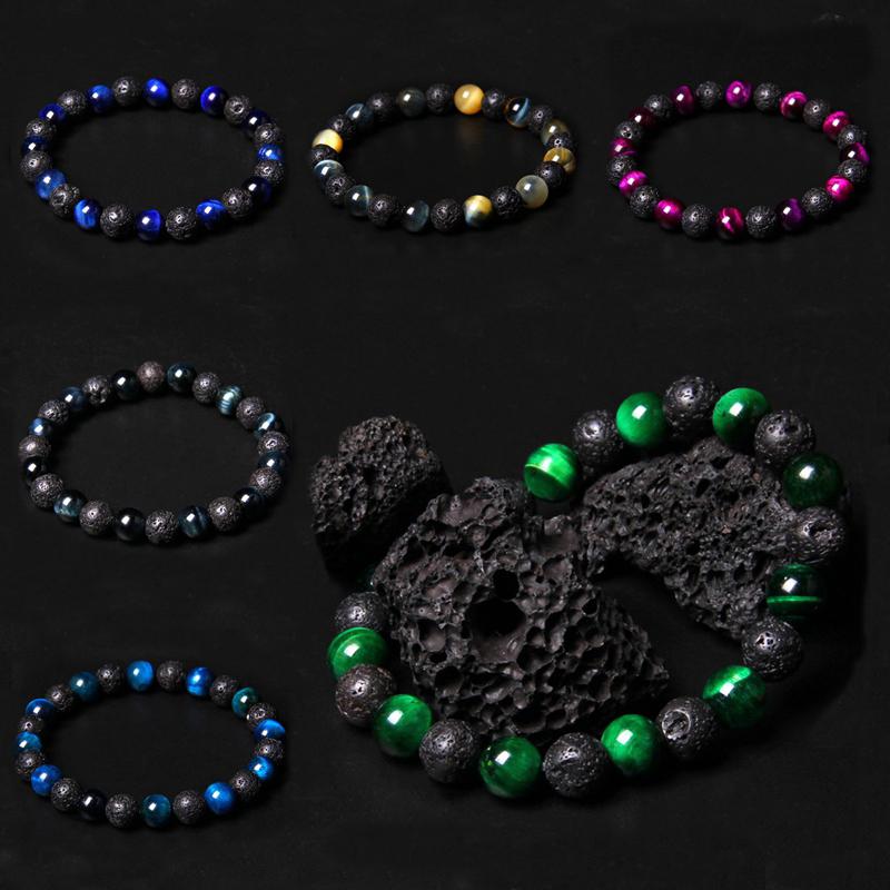 Natural Black Lava stone beads charm bracelet Tiger Eye Stone beads Beaded Men Bracelet Pulsera Homme jewelry gifts wholesale
Natural Black Lava stone beads charm bracelet Tiger Eye Stone beads Beaded Men Bracelet Pulsera Homme jewelry gifts wholesale