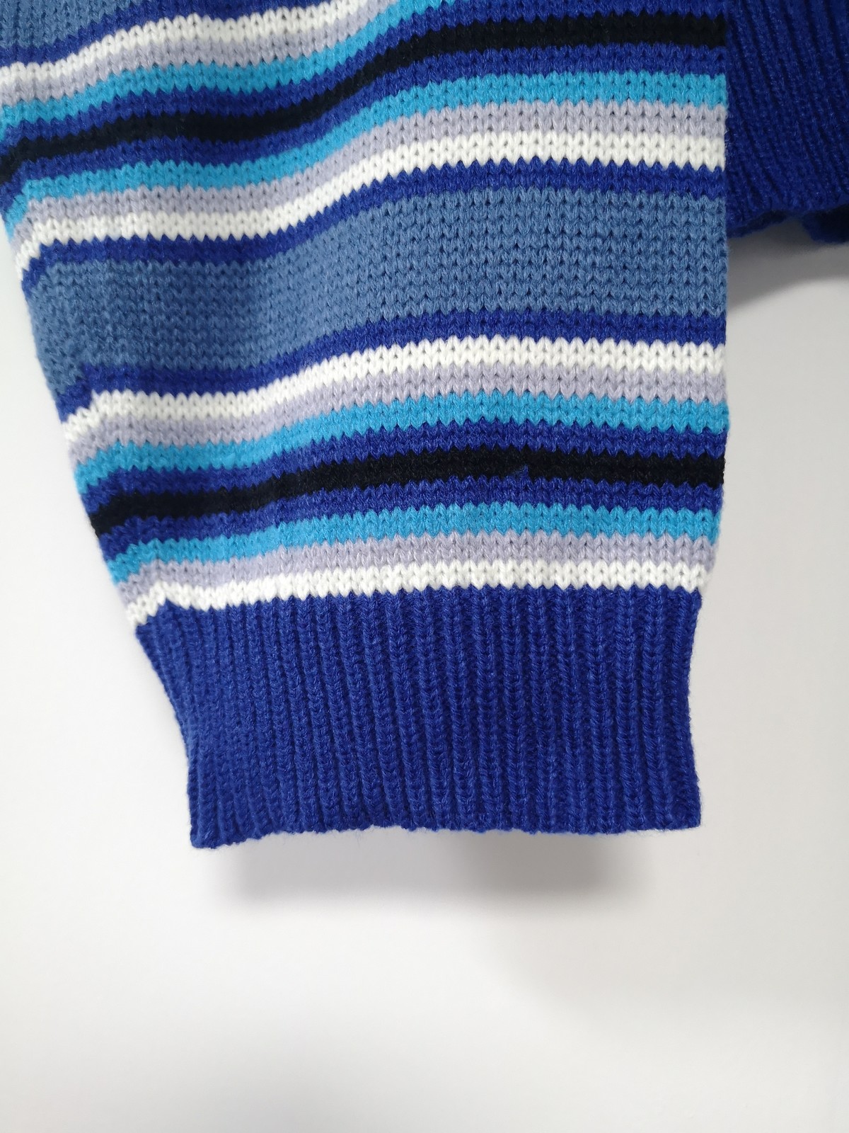 Clarissa Sweater Blue White Striped Oversized Jumper Embroidered Mock Neck Cropped Pullovers Harajuku Women's Sweaters / 201223