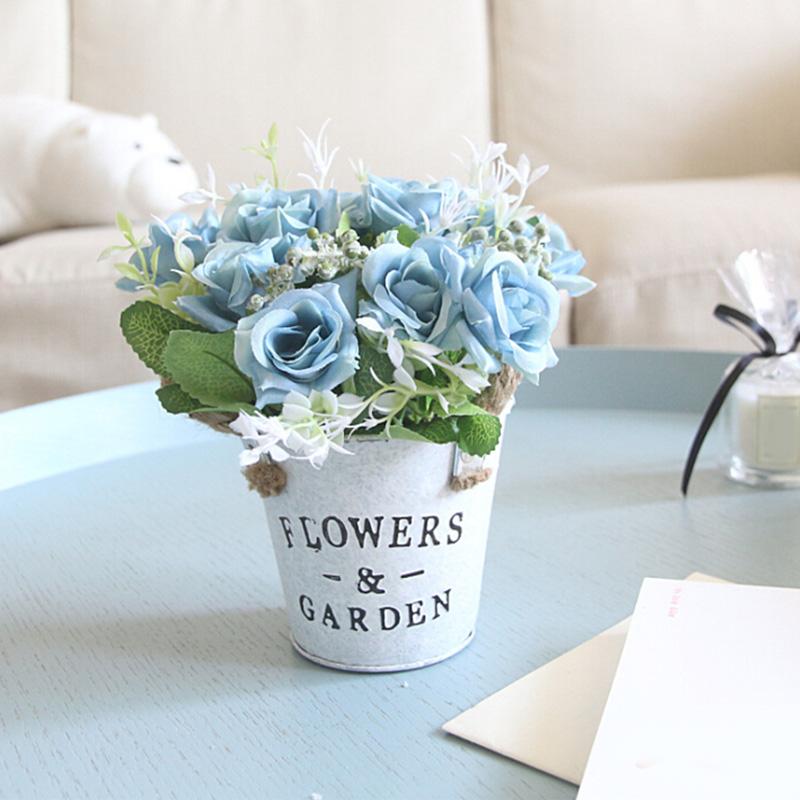 Artificial silk French Rose Floral Bouquet Fake Flower Bonsai Arrange Table Daisy Wedding Flowers Decor Party accessory Flores, Blue
Artificial silk French Rose Floral Bouquet Fake Flower Bonsai Arrange Table Daisy Wedding Flowers Decor Party accessory Flores, Blue