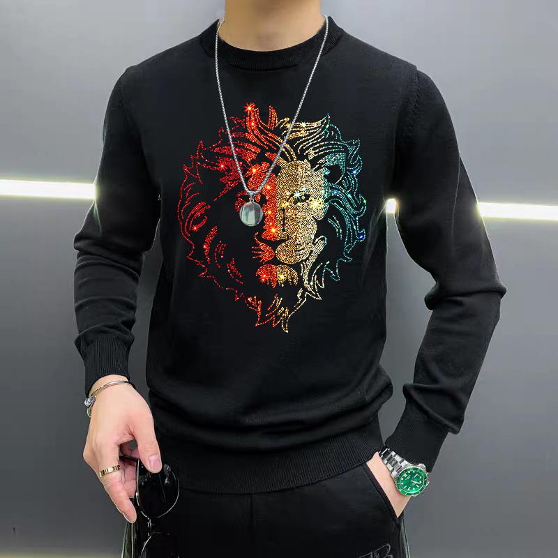 Hot Selling Fashion Men's Sweater With Rhinestone Shiny Oversized Korean Knitted Skull Padded Pullover, As shown asian size
Hot Selling Fashion Men's Sweater With Rhinestone Shiny Oversized Korean Knitted Skull Padded Pullover, As shown asian size