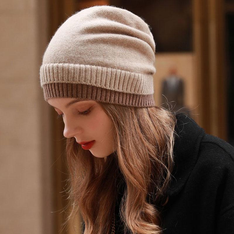 Cashmere Thick Warm Skullies Caps Women Beige Grey Knitted Beanie Hat Europe Street Windproof Earflap Cap Pile Cap Winter 2020
Cashmere Thick Warm Skullies Caps Women Beige Grey Knitted Beanie Hat Europe Street Windproof Earflap Cap Pile Cap Winter 2020