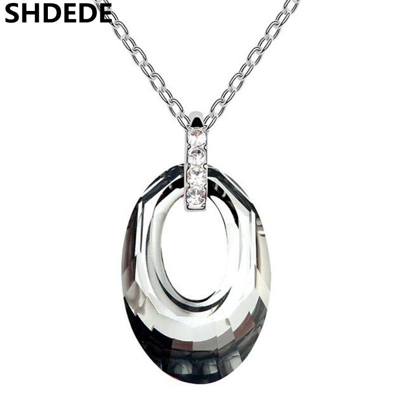 SHDEDE Fashion Jewelry Crystal from Oval Pendant Necklaces Women Classic Anniversary Trendy Accessories -2869