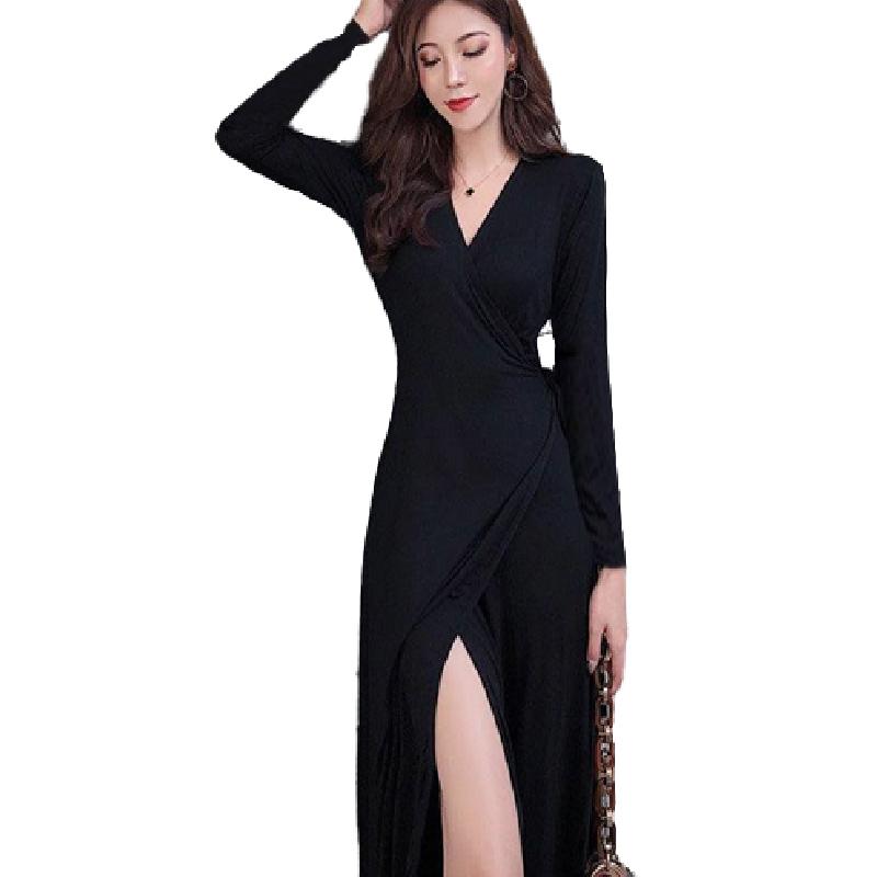 Women' Spring Autumn Style Dress Women' Slim Solid Color Long Sleeve V-Neck Lace Up Elegant Sexy Dress SS3777, Black
Women' Spring Autumn Style Dress Women' Slim Solid Color Long Sleeve V-Neck Lace Up Elegant Sexy Dress SS3777, Black