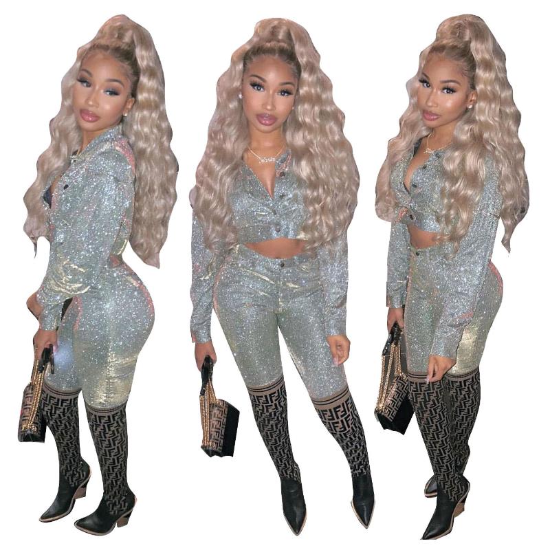11TS1069 Autumn Winter Women Street Sexy Shiny Tinsel Club Outfits Jacket and Trousers Two Piece Set Tracksuit Sweatsuit Outfits, Silver
11TS1069 Autumn Winter Women Street Sexy Shiny Tinsel Club Outfits Jacket and Trousers Two Piece Set Tracksuit Sweatsuit Outfits, Silver