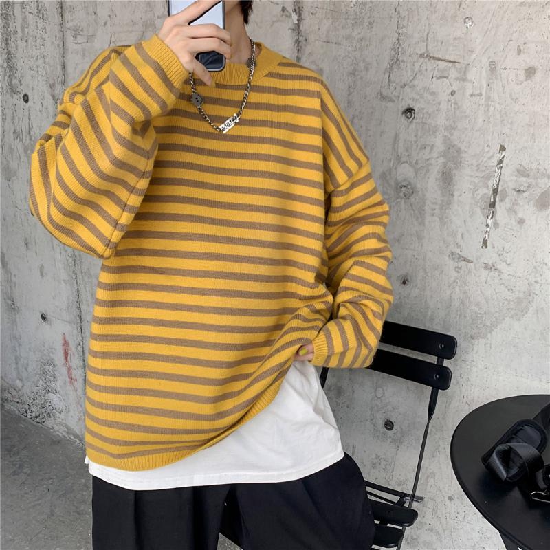 2020 Winter Men's Round Neck Pullover Loose Casual Striped Coats Long Sleeve Wool Sweaters 5-color Cashmere Knitting Size -2XL, Black 
2020 Winter Men's Round Neck Pullover Loose Casual Striped Coats Long Sleeve Wool Sweaters 5-color Cashmere Knitting Size -2XL, Black