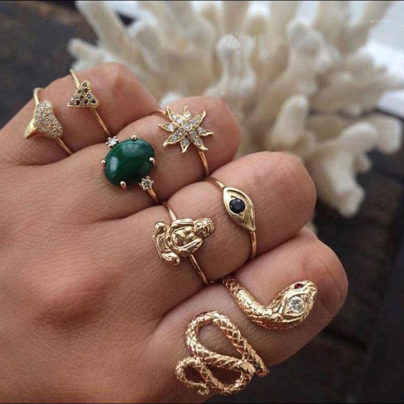 EN 7 Piece Set Lady Green Stone Ring Retro Buddha Ring Crystal Joints Jewelry Boho Style Girl Jewelry1
EN 7 Piece Set Lady Green Stone Ring Retro Buddha Ring Crystal Joints Jewelry Boho Style Girl Jewelry1
