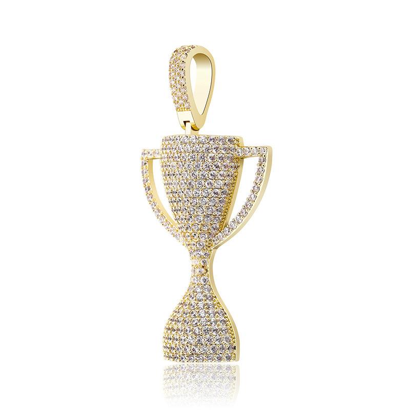 Hiphop Trophy Pendant Necklaces For Men Iced Out Bling Cubic Zirconia Jewelry New Statement Hip Hop Pendants Gold Plated Mens Necklace