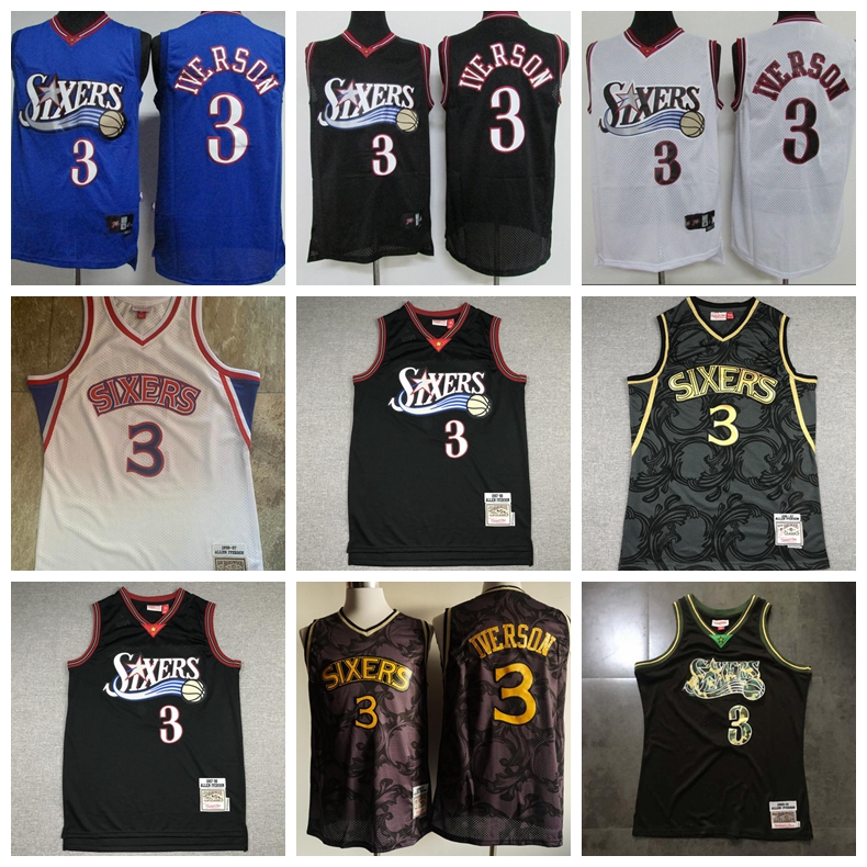 Men Philadelphia 76ers Allen Iverson players on the court basketball jerseys;The swing man sews a basketball jersey, Black;red
Men Philadelphia 76ers Allen Iverson players on the court basketball jerseys;The swing man sews a basketball jersey, Black;red