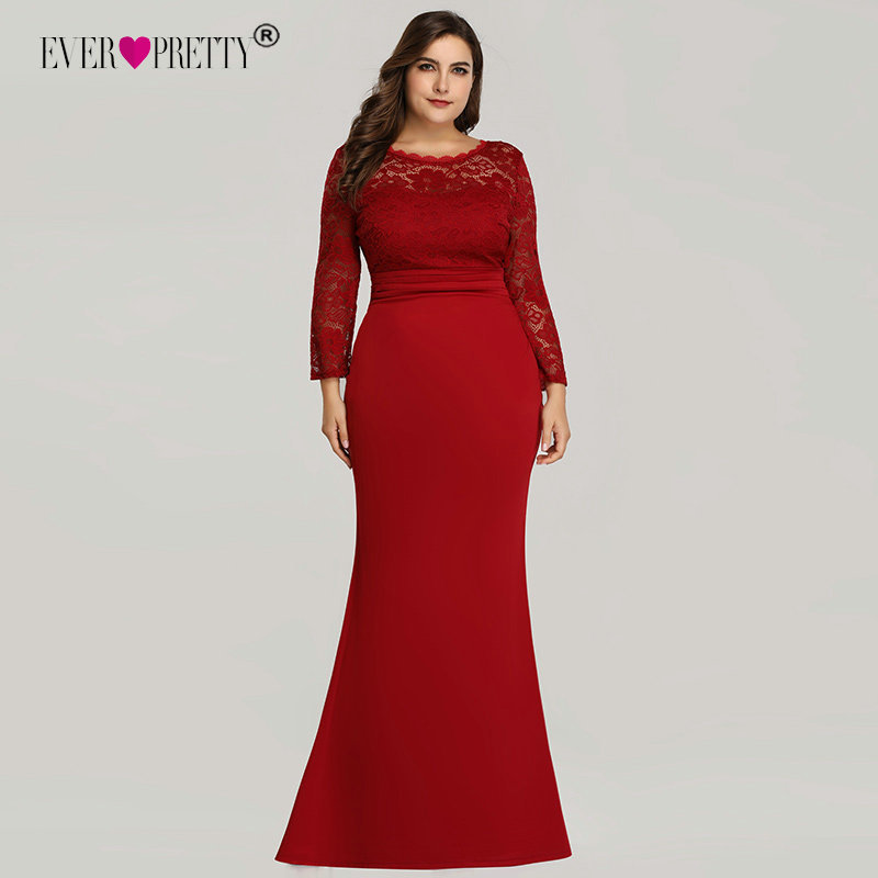 Ever Pretty Evening Dresses Long Black Mermaid Long Sleeve Lace Winter Autumn Satin Elegant Long Party Gowns for Wedding 201114