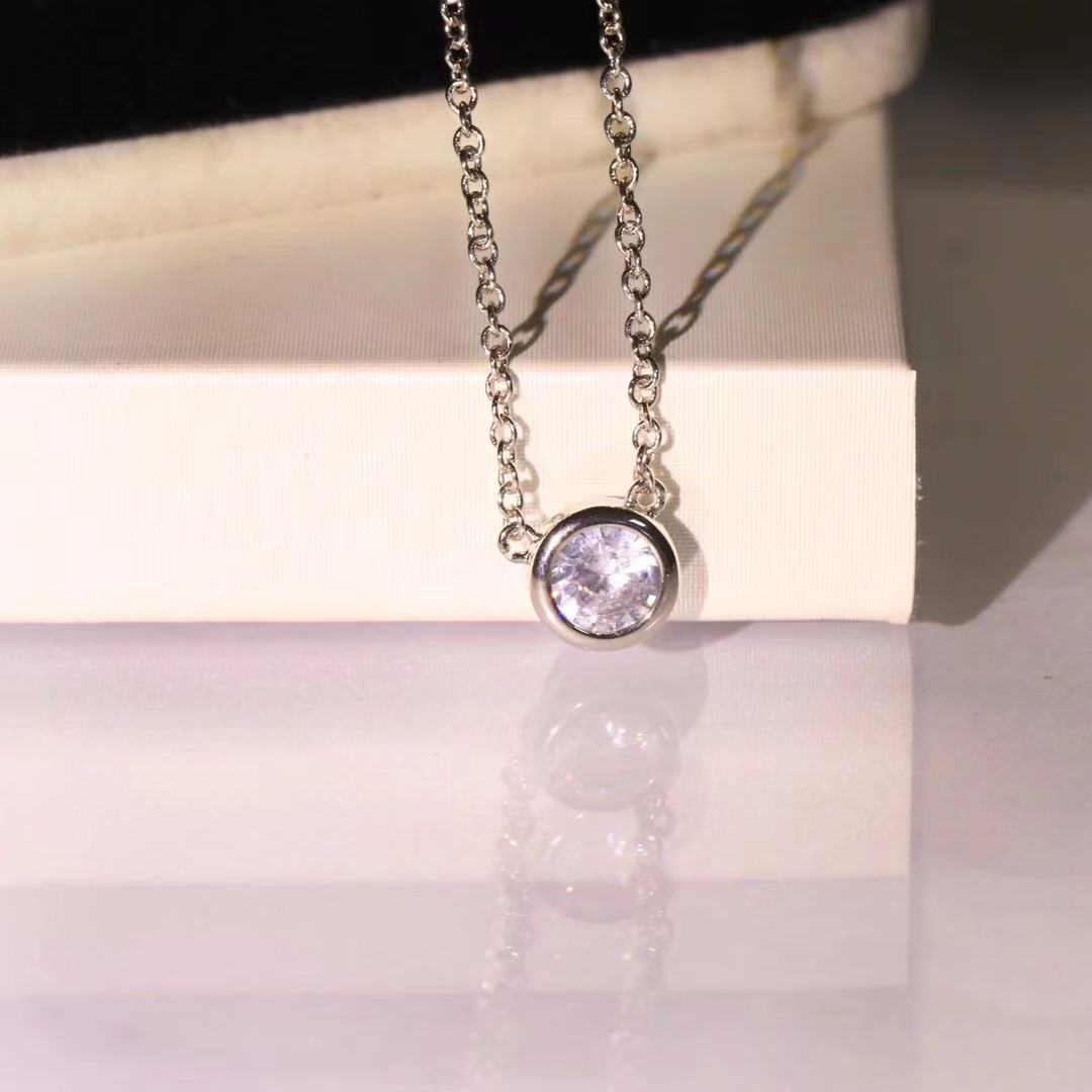 fashion necklace women single white diamond necklaces whole designer jewelry womens Stainless Steel clavicle chain Heart heali4812