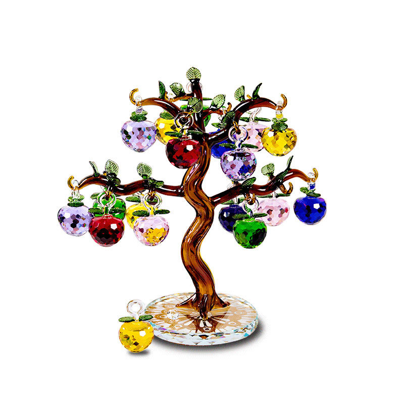 Crystal Apple Tree Ornaments 36pcs 18pc Hangs Apples Glass Fengshui Crafts Home Decor Figurines Christmas New Year Gift Souvenir Y200903