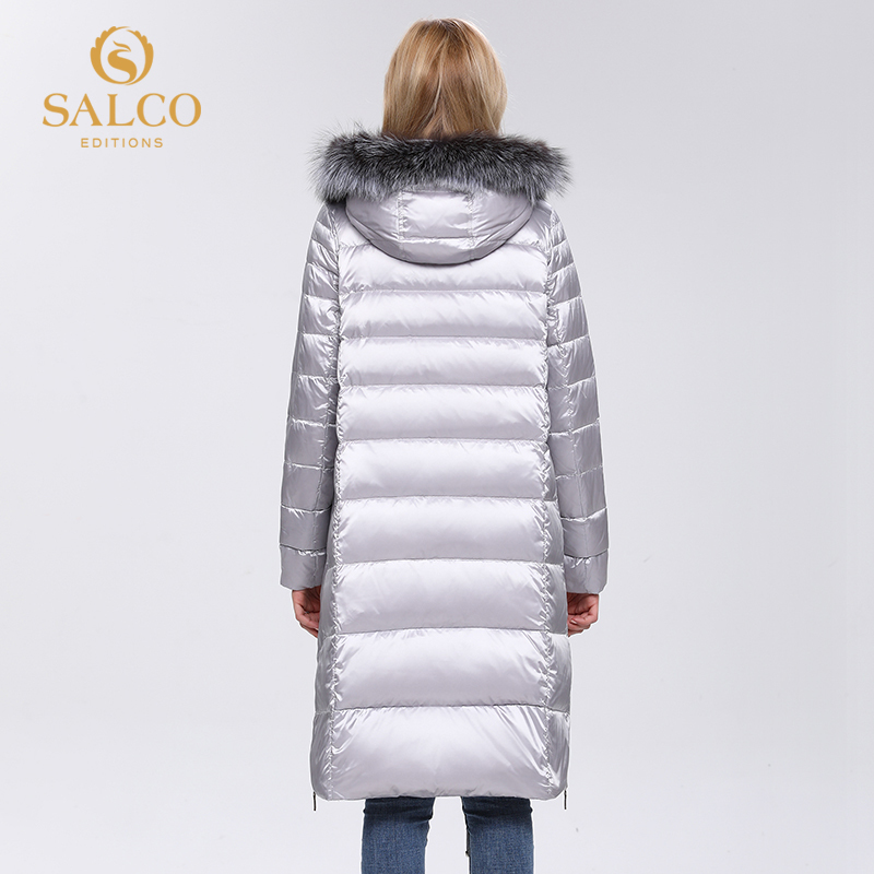 SALCO Free shipping The latest big-zipped pearl-cotton winter warm coat high-end real fur coat 201019