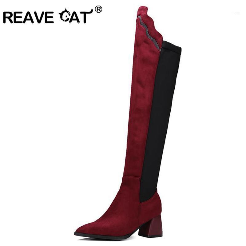 REAVE CAT 2020 New Women's Flock Over The Knee Patchwork Boots Sexy Hoof Heels Jumps Women Shoes Mixed Color Sequined A2651, Red short velvet
REAVE CAT 2020 New Women's Flock Over The Knee Patchwork Boots Sexy Hoof Heels Jumps Women Shoes Mixed Color Sequined A2651, Red short velvet