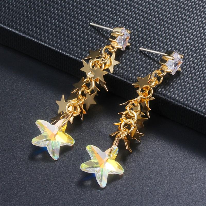 Earrings for Women Gold Plated Alloy Star Tassel Crystal Earrings Couple Wedding Gift for Girlfriend Fashion Jewelry
Earrings for Women Gold Plated Alloy Star Tassel Crystal Earrings Couple Wedding Gift for Girlfriend Fashion Jewelry