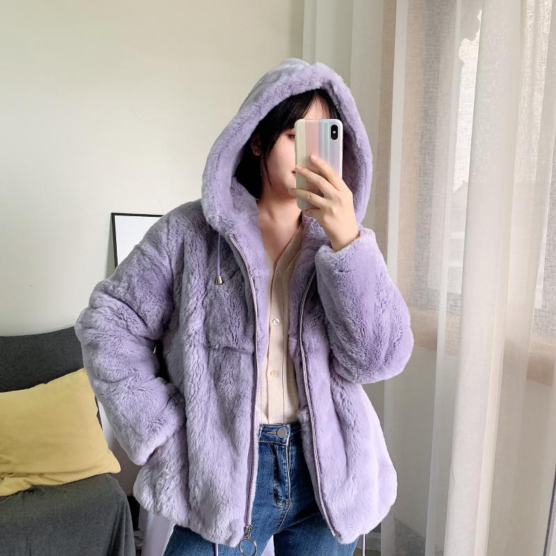 2020 autumn and winter new imported rex fur fur one young fashion slim casual hooded jacket, Lavender
2020 autumn and winter new imported rex fur fur one young fashion slim casual hooded jacket, Lavender