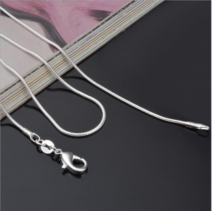 Big Promotions ! 100 pcs 925 Sterling Silver Smooth Snake Chain Necklace Lobster Clasps Chain Jewelry Size 1mm 16inch --- 24inch