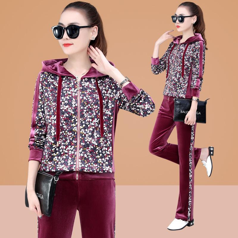 Autumn Women Sportswear Tracksuit Velvet Loose Zip Up Jacket Hoodie+pant Running Jogger Fitness Workout Casual Set Sport Suit, Purple
Autumn Women Sportswear Tracksuit Velvet Loose Zip Up Jacket Hoodie+pant Running Jogger Fitness Workout Casual Set Sport Suit, Purple