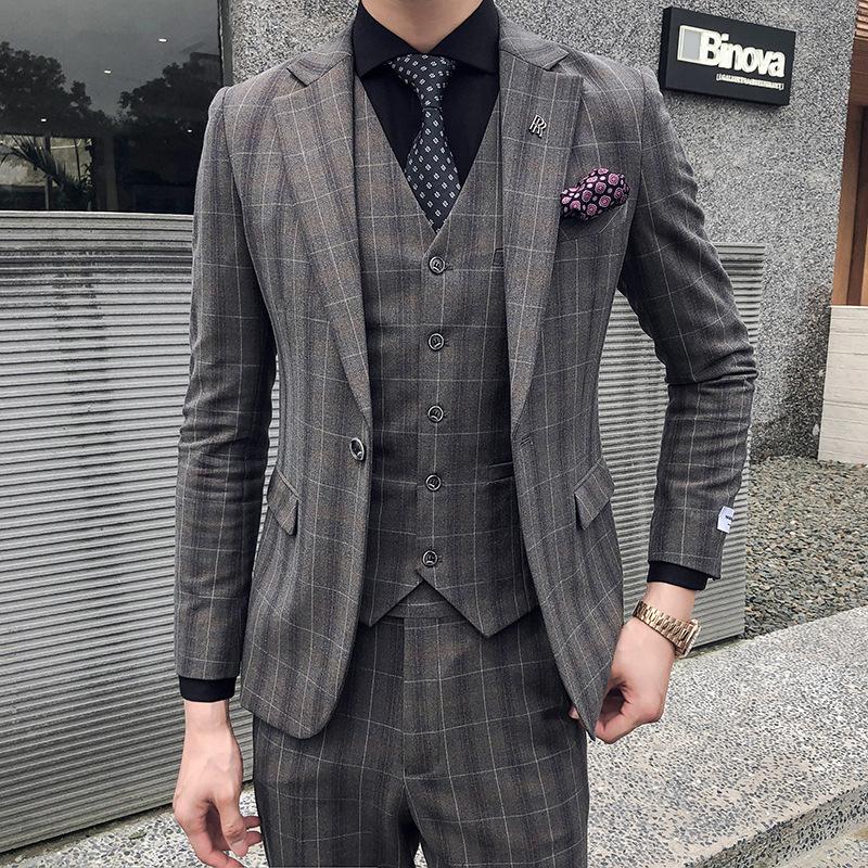 Wedding Suit Men Slim Fit Plaid Suit 3pc Set Male Groom Blazers Pants Man Formal Business Work Wear Suits Costume Homme Dress, Khaki
Wedding Suit Men Slim Fit Plaid Suit 3pc Set Male Groom Blazers Pants Man Formal Business Work Wear Suits Costume Homme Dress, Khaki