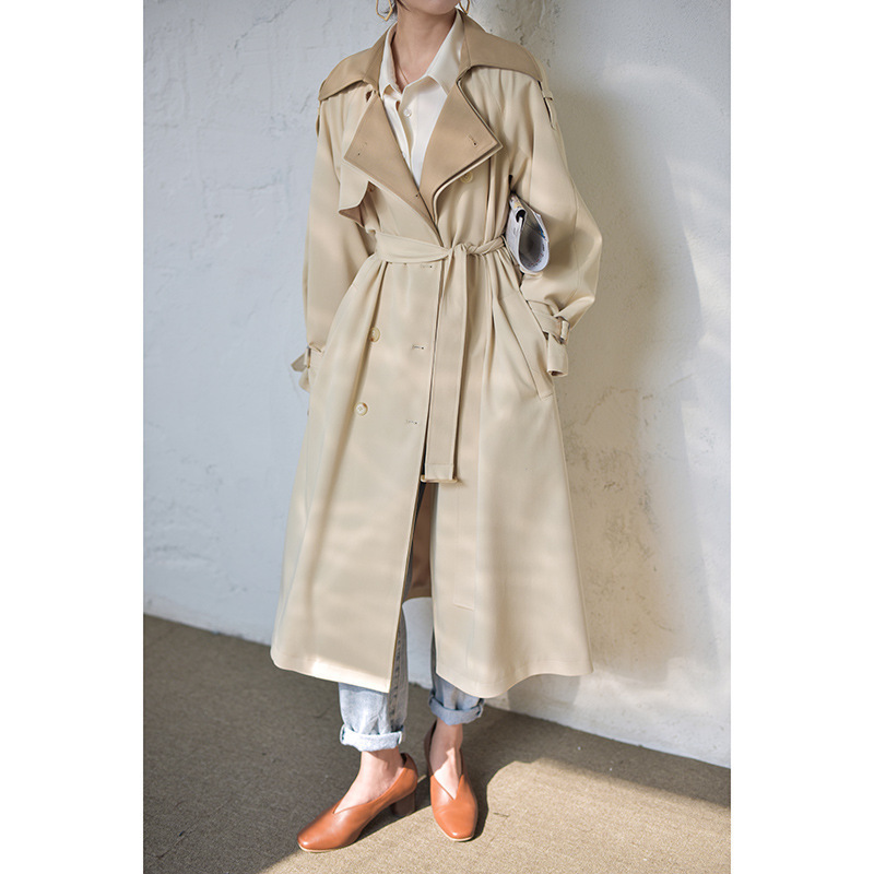 [DEAT] New Autumn Fashion Long Length Double Lapel Collar Sashe Women's Trench Coat High End England Style Clothes MX119 201102