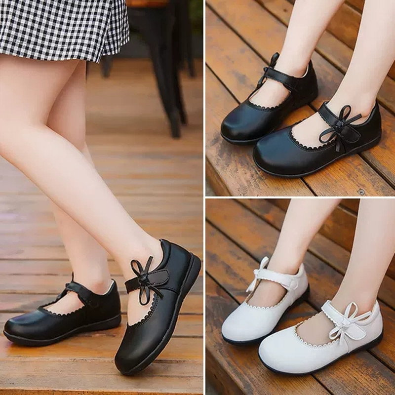 Black White Spring Autumn Girls Princess Shoes For Kids School Black Leather Shoes For Student Dress Shoes Girls 3 4 5 6 7 8-15T 201128