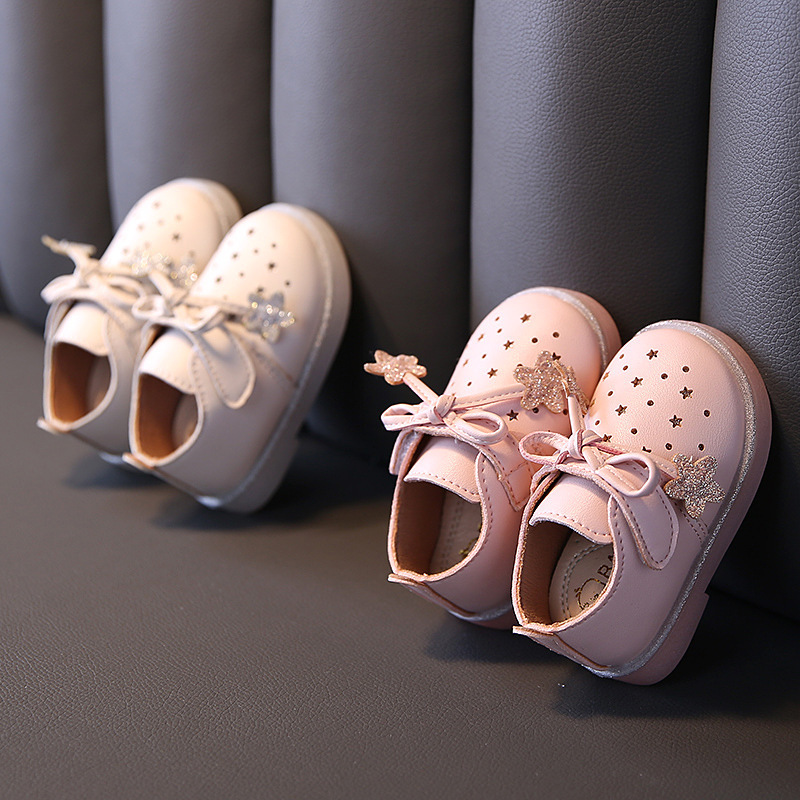 Toddler Girl Shoes Fashionable Cut-out Baby Girl PU Leather Shoes Cute Star Baby Dress Shoes Newborn for Girls Footwear LJ201104