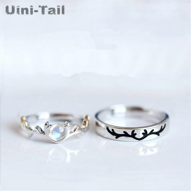 Uini-Tail hot sale new 925 sterling silver one deer has you moonstone couple open ring simple fashion sweet high quality ED838
Uini-Tail hot sale new 925 sterling silver one deer has you moonstone couple open ring simple fashion sweet high quality ED838