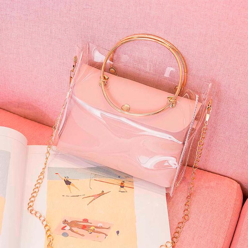 Women Ladies Detachable Strap Tote Luxury Fashion Chain Double Handle Transparent Shopping Versatile Cross Body Shoulder Bag, Pink
Women Ladies Detachable Strap Tote Luxury Fashion Chain Double Handle Transparent Shopping Versatile Cross Body Shoulder Bag, Pink