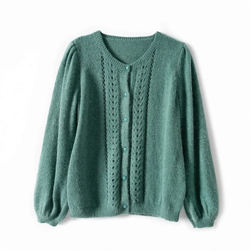 Early spring Women Knitted Sweater Mohair hollow out single-breasted cardigan outwear top Female knitwear 201111wtt