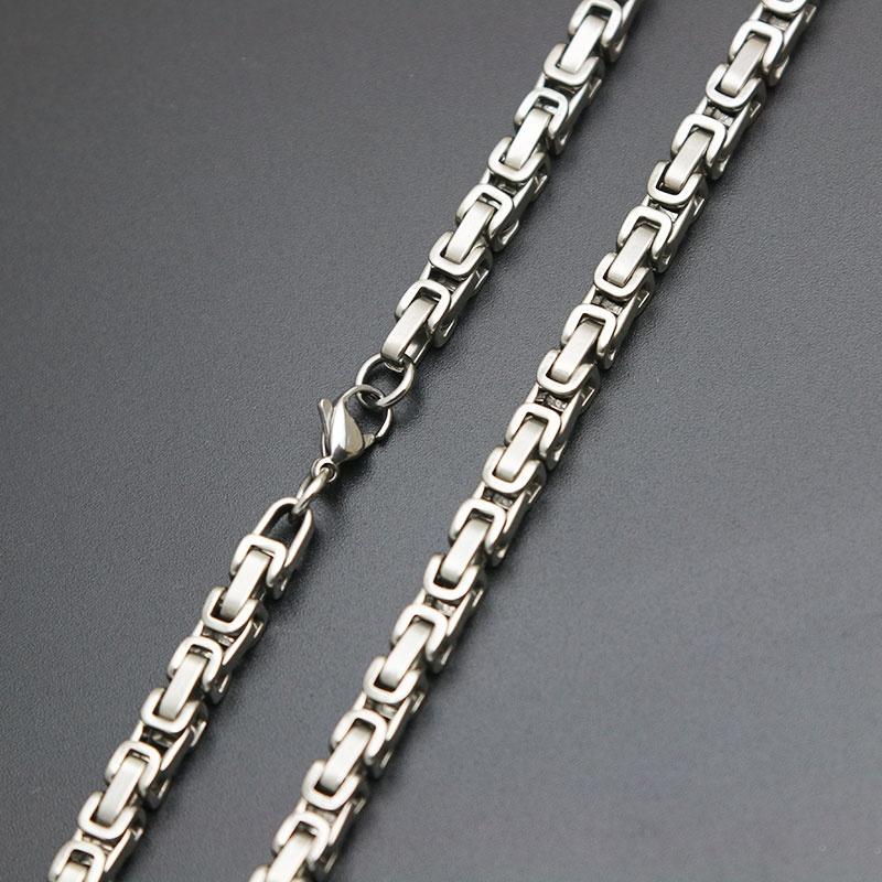 Mens 4mm 5mm Sier Tone 316 Stainless Steel Byzantine Box Link Necklace Chain Free shipping Free shipping