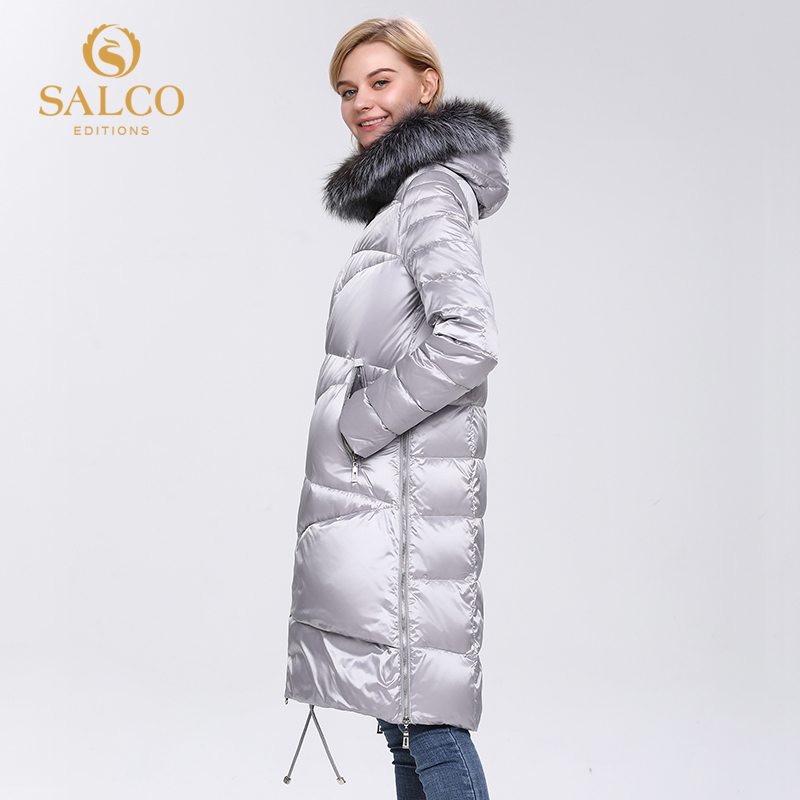SALCO Free shipping The latest big-zipped pearl-cotton winter warm coat high-end real fur coat 201019