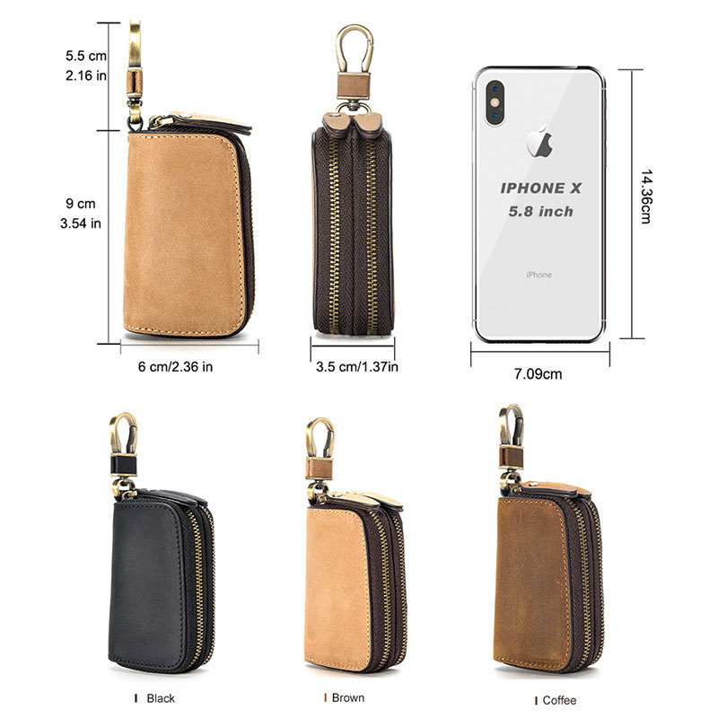 PU Leather Car Key Wallets Men Key Holder Housekeeper Keys Organizer Women Keychain Covers Zipper Key Case Bag Pouch Purse