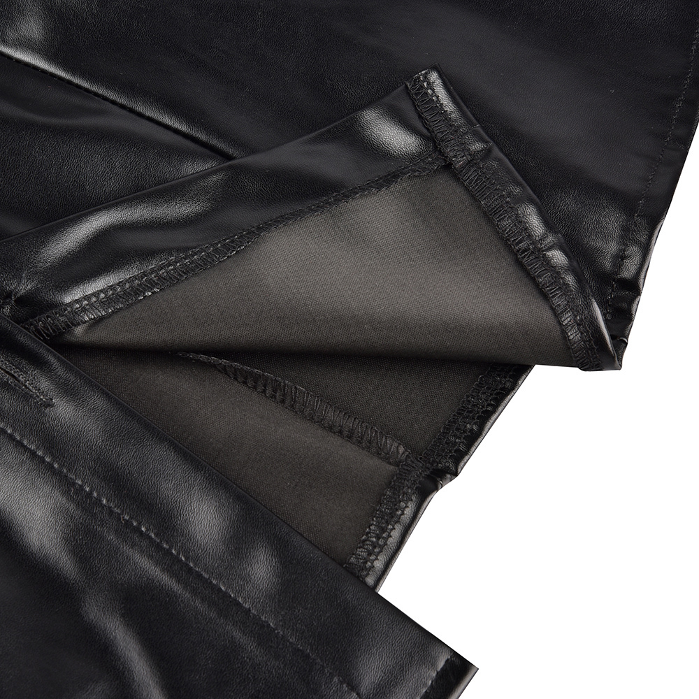 Faux Leather Blouse Women Long Sleeve Shirts Blouses Casual Button PU Leather Blouse Turn Down Collar Ladies Top Blusas D30 201126