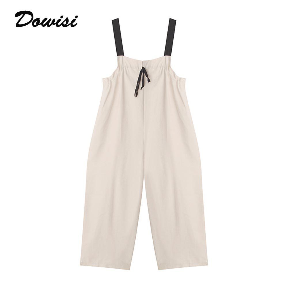 Dowisi Lady Jumpsuits & Rompers Solid Color Full-Length Pants Summer Causal Loose Overalls Fashion Trendy Macacao Feminino T200107
