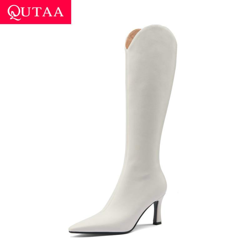 QUTAA 2021 New Winter Pointed Toe Ladies Mid Calf Boots Thin Heel Zipper Fashion Long Boots Cow Leather Women Shoes Size 34-40, Beige
QUTAA 2021 New Winter Pointed Toe Ladies Mid Calf Boots Thin Heel Zipper Fashion Long Boots Cow Leather Women Shoes Size 34-40, Beige