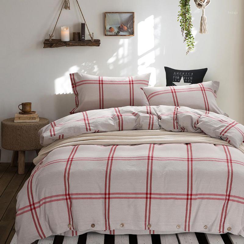 Red and white striped plaid Bedding Set Yarn-dyed cotton Bedding Light Bed Set Bed Linen Queen Size Sheet Button Duvet Cover1, Colour 3 
Red and white striped plaid Bedding Set Yarn-dyed cotton Bedding Light Bed Set Bed Linen Queen Size Sheet Button Duvet Cover1, Colour 3