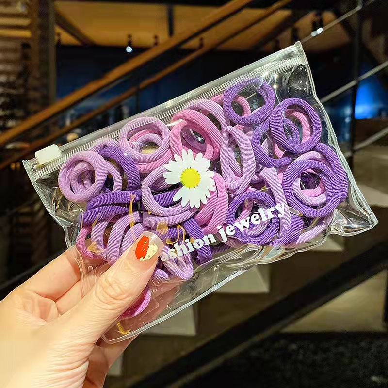 50pcs high elasticity does not hurt the durable seamless hair rope simple hair ring