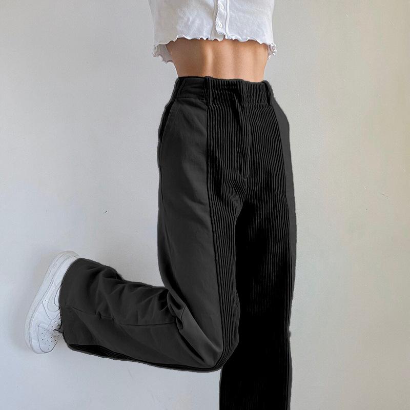 Women Straight Pants 2021 Autumn Winter Loose Solid Color Corduroy Color Matching Casual High Waist Pants Long Trousers Female, Ts2058 khaki
Women Straight Pants 2021 Autumn Winter Loose Solid Color Corduroy Color Matching Casual High Waist Pants Long Trousers Female, Ts2058 khaki