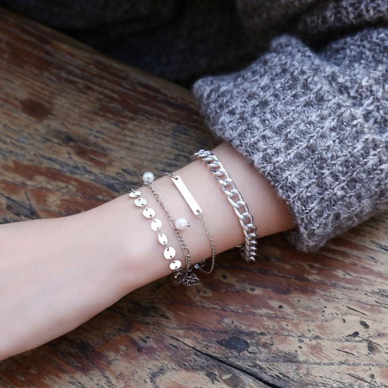 Link, Chain 4pcs/set Bracelets Pearl Geometric Sequin Simple Design Multilayer Bracelet Set Gift For Women Metal Jewelry
Link, Chain 4pcs/set Bracelets Pearl Geometric Sequin Simple Design Multilayer Bracelet Set Gift For Women Metal Jewelry