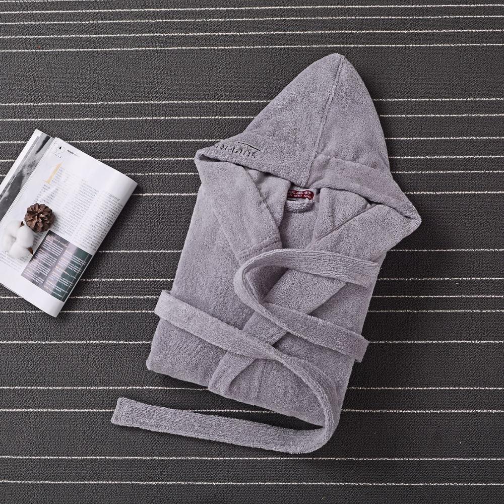 Winter Thick Robe Men Women Toweling Terry Hooded Robe Embroidery Cotton Bathrobe Soft Ventilation Sleeprobe Casual WarmHomewear 210203