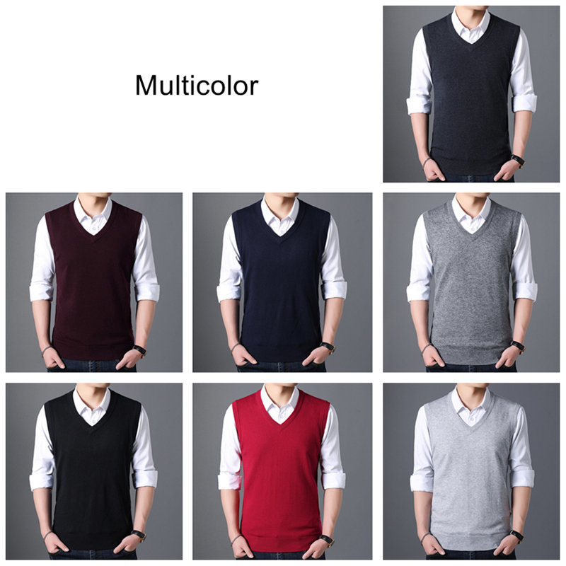 COODRONY Sweater Men Autumn Winter Warm Cashmere Woolen Mens Sweaters Classic Pure Color V-Neck Sleeveless Vest Pull Homme 91020 201117