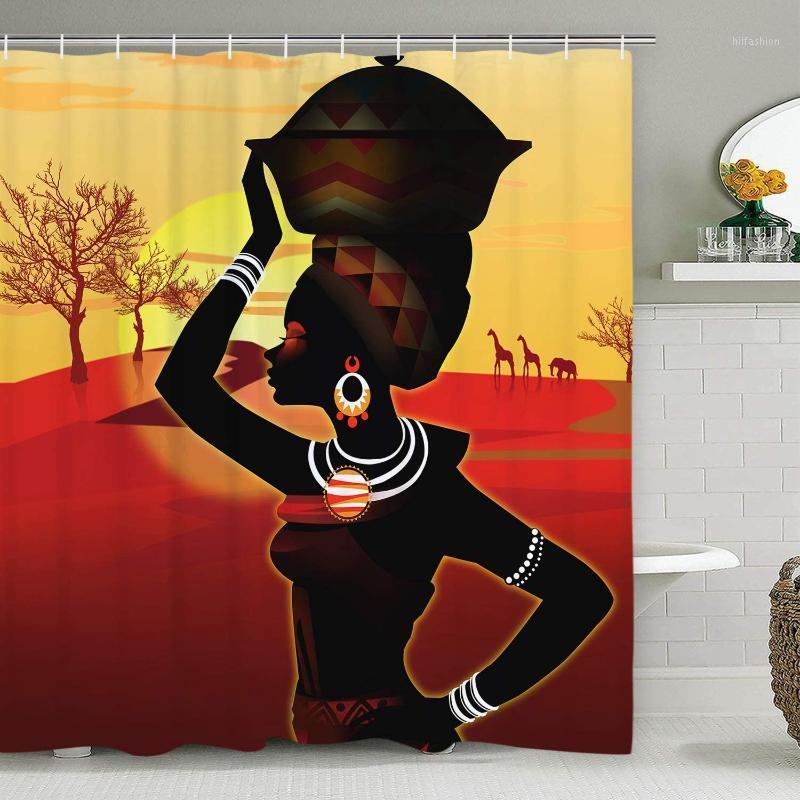 African Shower Curtain Dusk Big Tree African Girl Giraffe Elephant Shower Curtain Home Decor Fabric Bathroom &12 Hook1
African Shower Curtain Dusk Big Tree African Girl Giraffe Elephant Shower Curtain Home Decor Fabric Bathroom &12 Hook1