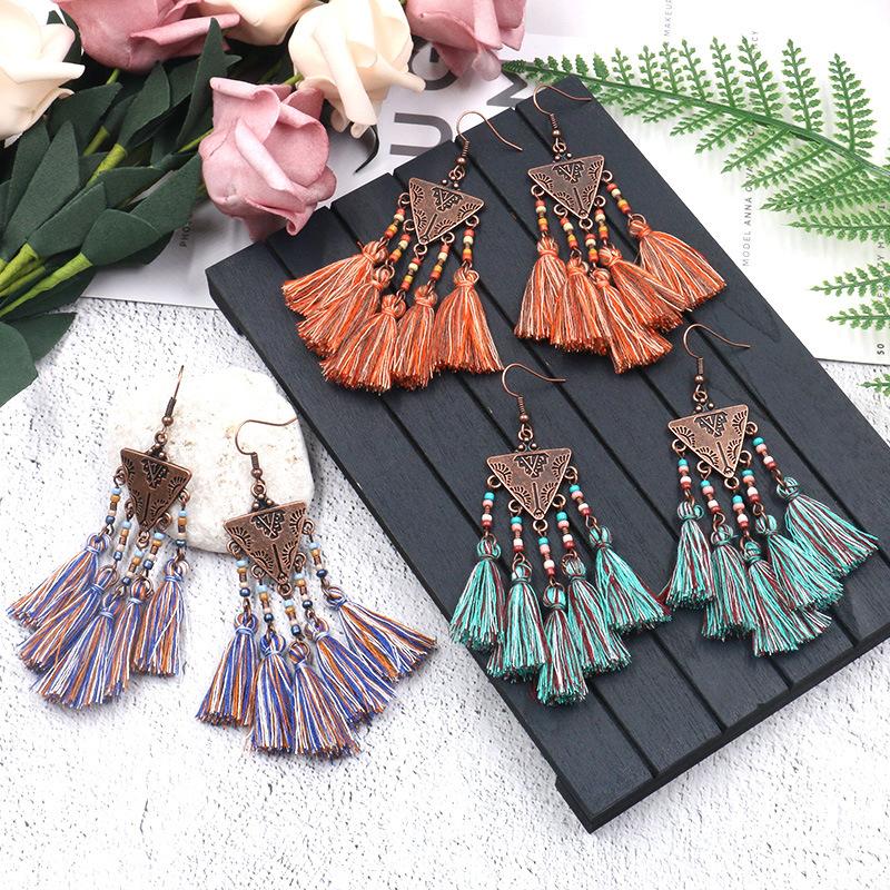 Boho Tassel Earrings For Women Vintage Summer Gypsy Triangle Alloy Hanging Dangle Earrings Fashion Jewelry Accessories
Boho Tassel Earrings For Women Vintage Summer Gypsy Triangle Alloy Hanging Dangle Earrings Fashion Jewelry Accessories
