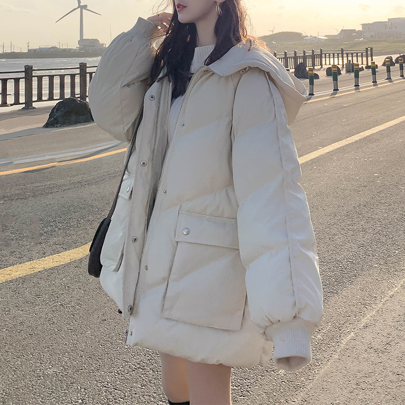 Woman Parkas Plus Size Winter Warm Thick Hooded Coat Pocket Padded Bubble Puffer Jacket Loose Casual Preppy Parka Outwear 201217