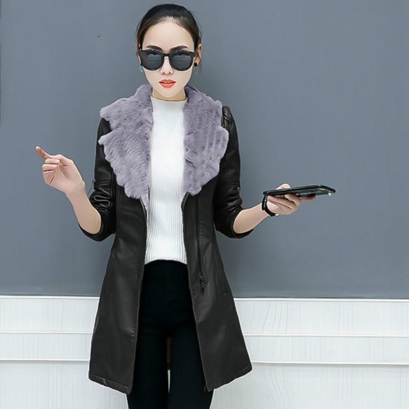 Thick Faux PU Leather Jackets Winter Woman' Leather Jacket Plus Size Fur Collar Long Sleeve Women Casual Outwear Long Overcoat, Black 
Thick Faux PU Leather Jackets Winter Woman' Leather Jacket Plus Size Fur Collar Long Sleeve Women Casual Outwear Long Overcoat, Black