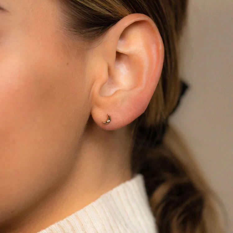 2021 new minimal delicate dainty 100 925 sterling silver 56mm tiny star signet moon stud earring for women girl